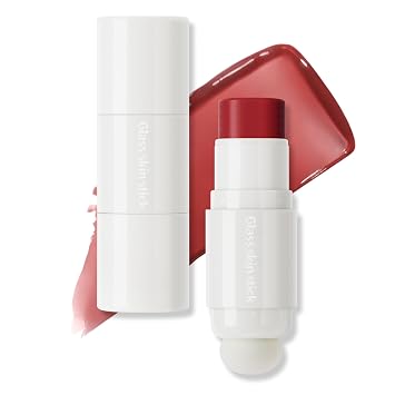 HOSAILY Double-ended Clear Blush Highlighter Stick, Shimmer Glow Natural Dewy Face Highlighter Glass Skin Stick, Lightweight Translucent Creamy Multiuse Makeup Stick Watercolor Radiance Balm 02