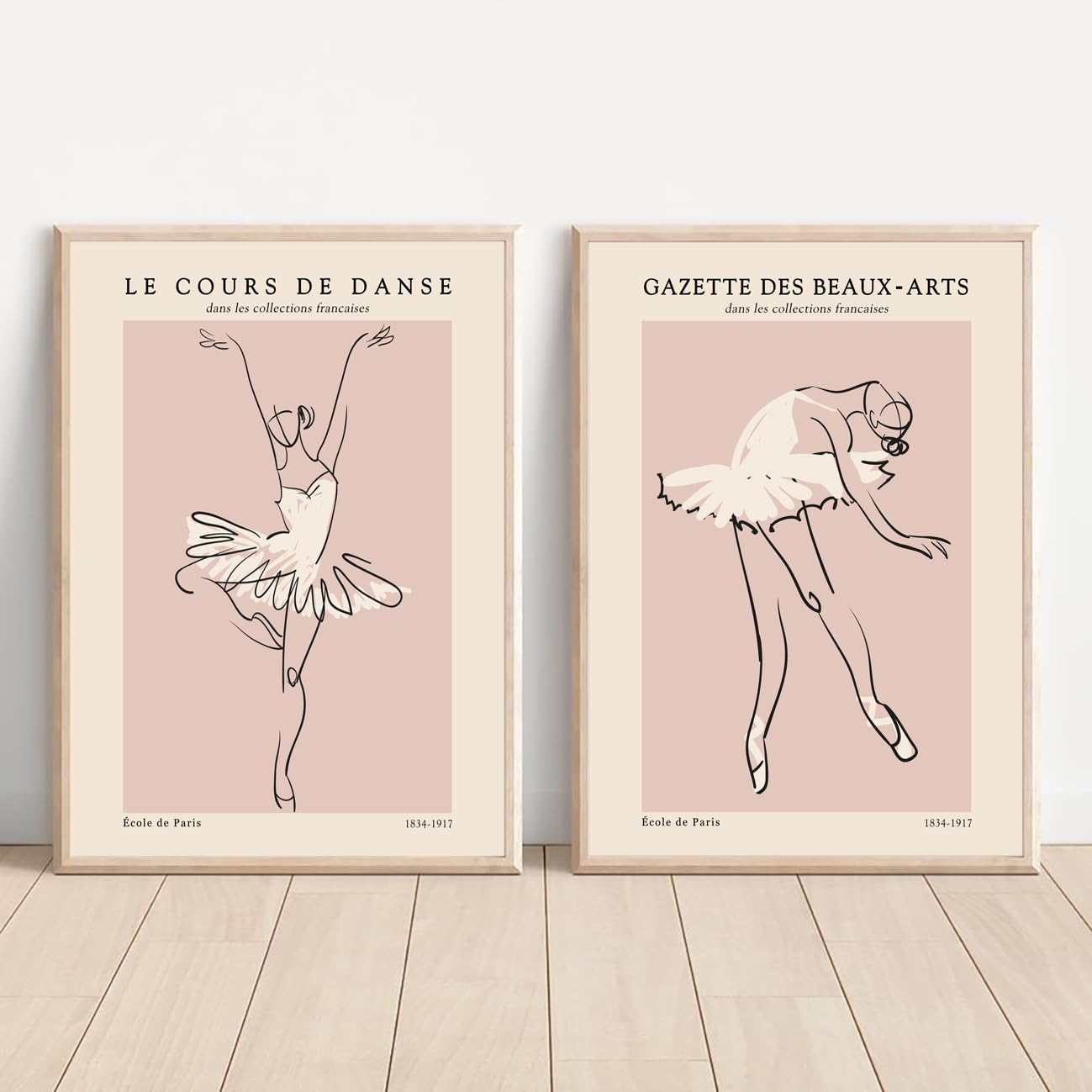 YJYCLD Ballet France Exhibition Wall Art Prints Set of 2 Vintage Ballerina Canvas Posters Decor Nordic Aesthetic Art Painting Pictures for Girls Room