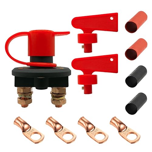 Ampper Kit de interruptor de desconexión de batería, interruptor de batería maestro de apagado de energía para automóviles marinos, barcos,