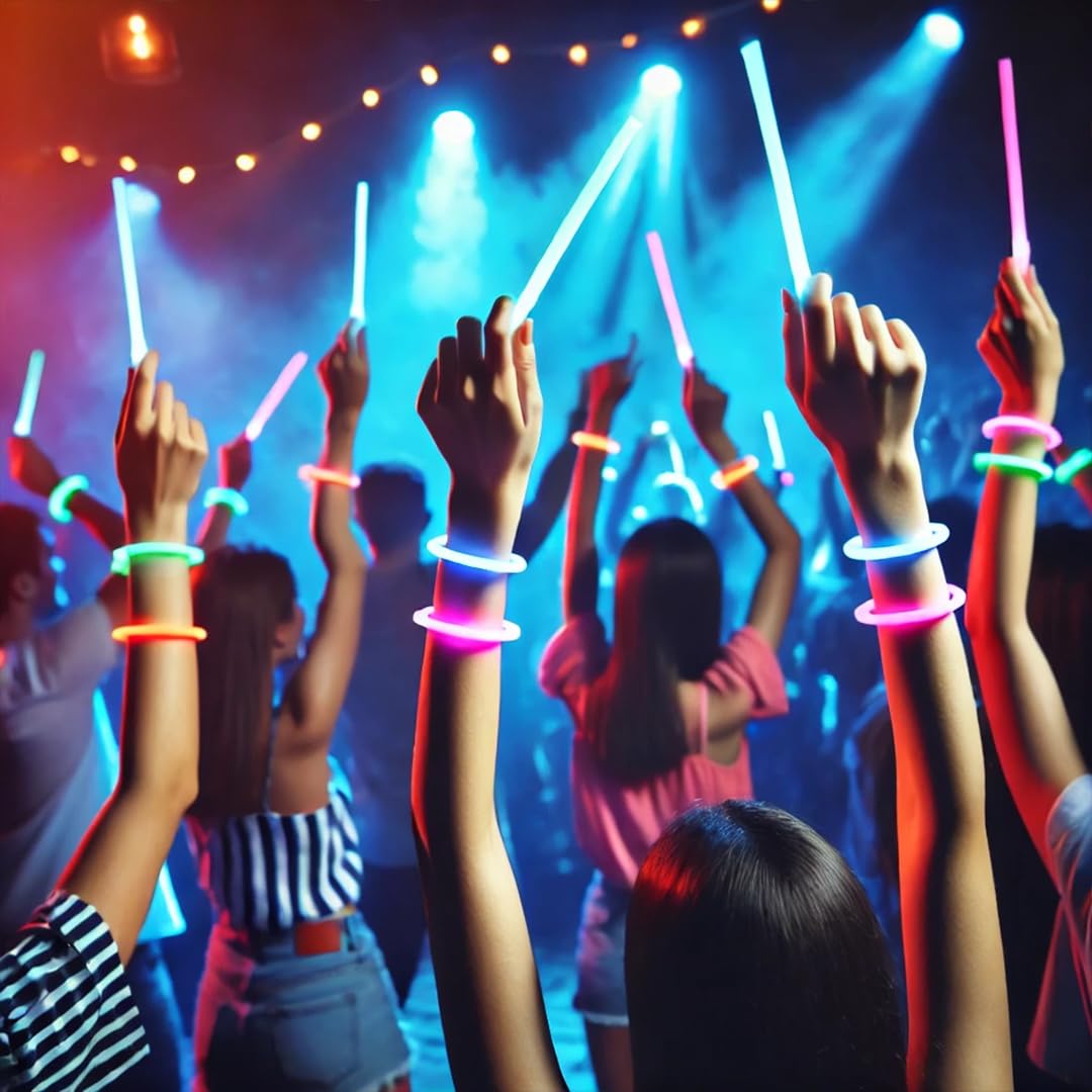 Wanna Party WP Kids Glow Sticks Bulk Party Supplies 50 Pack 8 Inch Glow In The Dark Sticks,Light Up Party Favors. Neon Glow Bracelets&Glow Necklaces With Connectors. Glow Party Decorations,Multicolor - Image 7 thumbnail