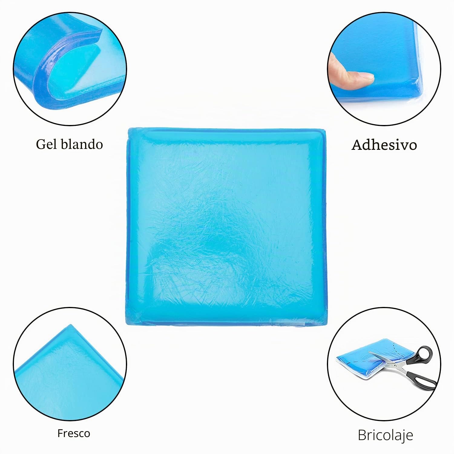 aleawol Cojín de gel para asiento de moto, 25 x 25 x 2 cm, cojín de gel para motocicleta, cojín de gel suave, cojín de asiento de moto, accesorios para asiento de moto, color azul