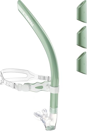 CAPAS Training Swim Snorkel for Lap Swimming, Swivel Headband Ultimate Fit Center-Mount Swimmers Snorkel with Liquid Silicone Mouthpiece Adjustable