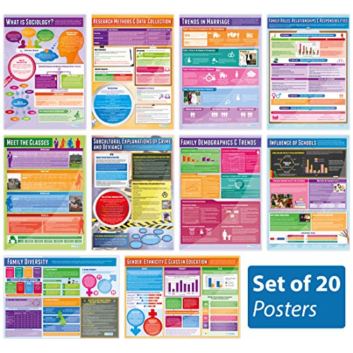 Daydream Education Sociology Classroom Posters - Set of 20 - EXTRA LARGE 33” x 23.5” - Gloss Paper - Sociology Middle & High School Class Decoration - Wall Charts