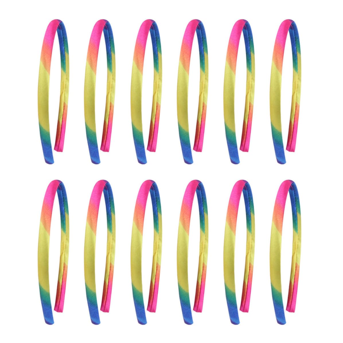 Ciieeo Rainbow Hair Bands 12pcs for Comfortable Cloth Headbands Deformation Resistant Hair Hoops with Elegant Style for Party and Photo Shoots