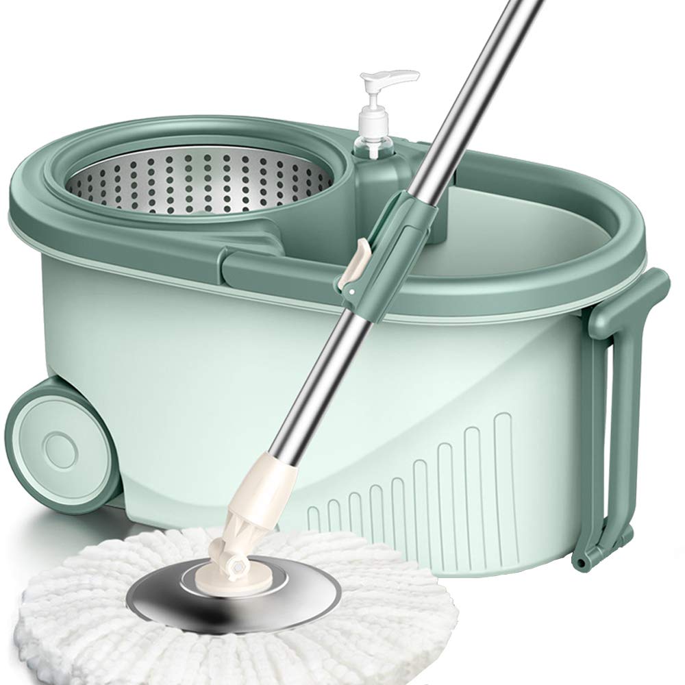 360 Grados de rotación de la Cabeza y los Trajes de algodón de Cubo para fregona de microfibras Verde Nórdica 24.5cm los 46.5cm * 28cm *