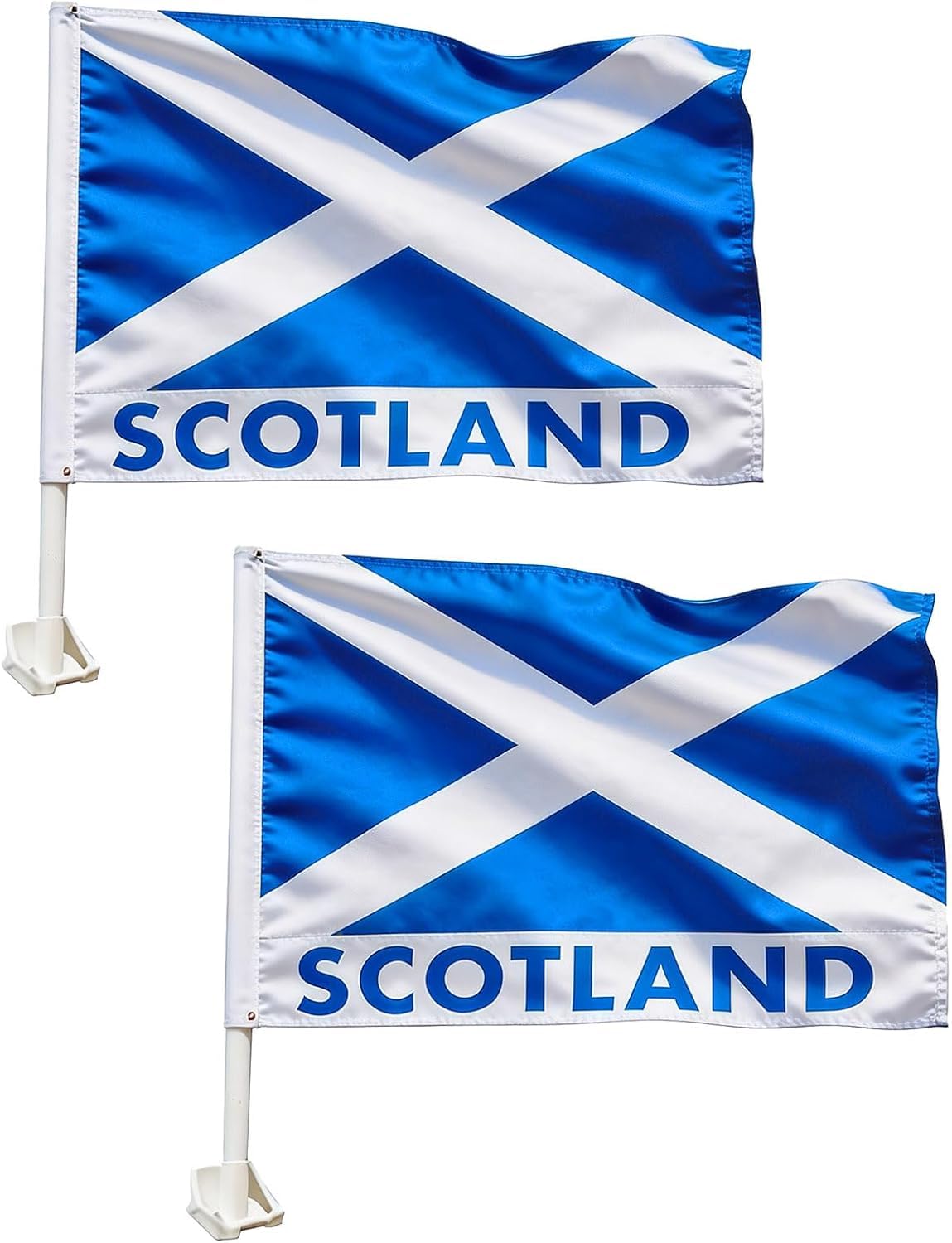 St Georges Flag with Pole, Large St George Flags With 6FT Wall Mounted Flagpole Kit, Mounting Bracket, England Flags 5ft x 3ft with Eyelets for Garden (2PCS 45 x 30CM Scotland Car Flag)
