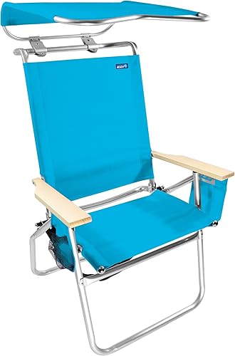 Qwave Silla de playa con toldo  Capacidad de 250 libras, aluminio ligero, 4 posiciones reclinables, silla de camping y deportes al aire libre, silla