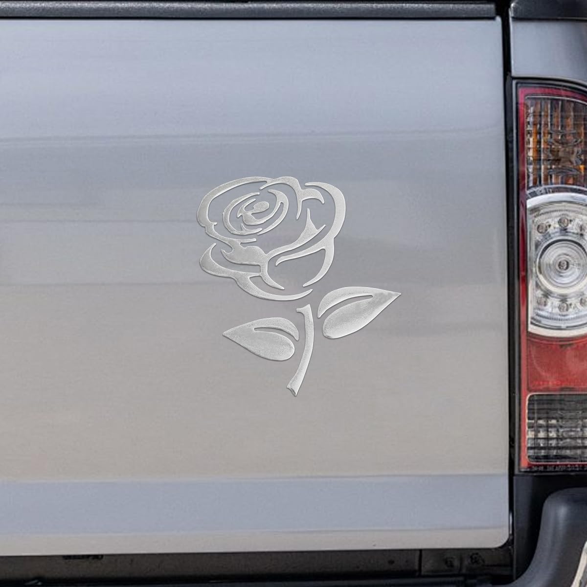 3D Rose Car Sticker Decal, 3.9"×3.1" Waterproof Vinyl Flower Window Bumper Body Sticker Decal, Cute Rose Auto Exterior Decoration for Car Truck Laptop Wall Mirror (Silver)