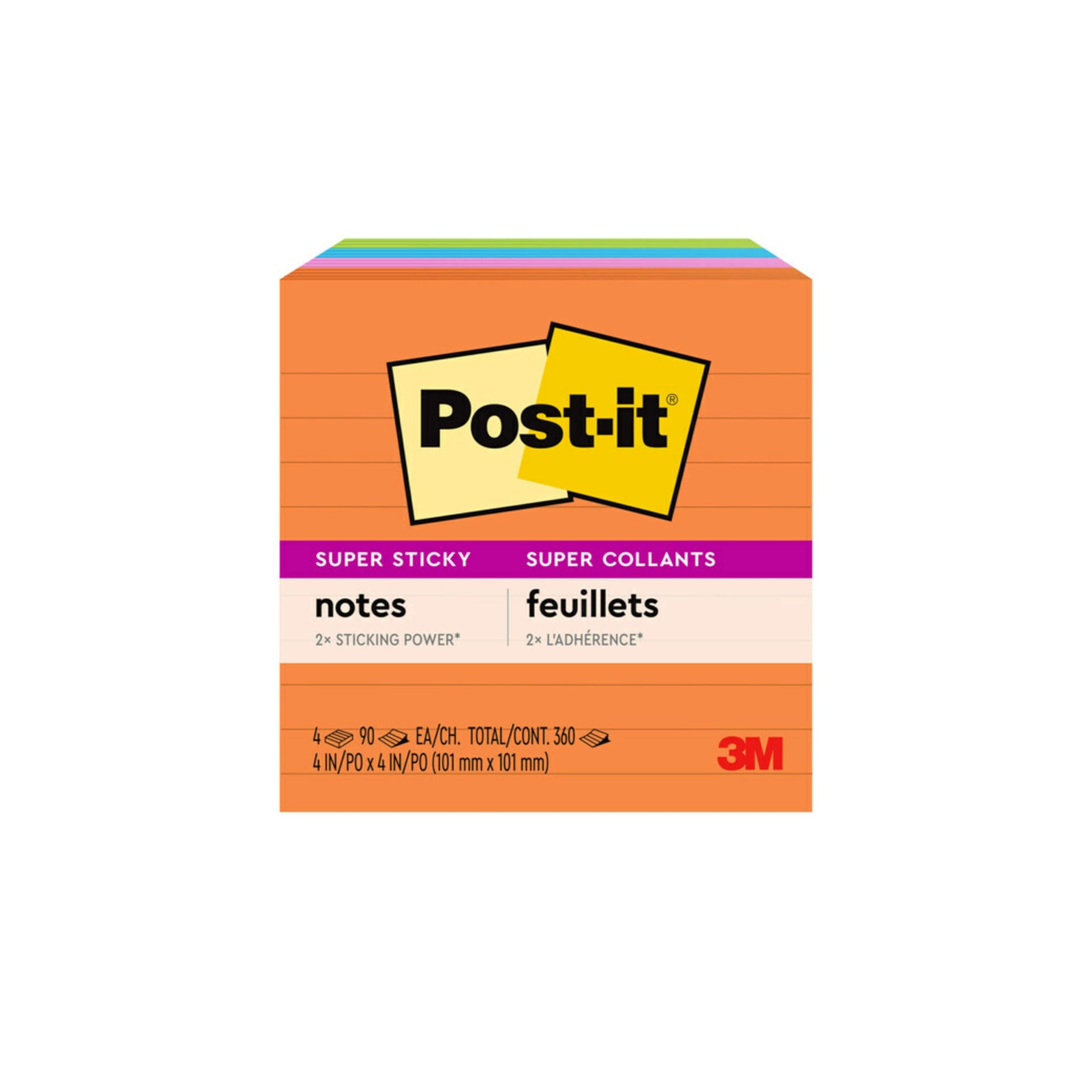 Post-it Super Sticky Notes - Neon Fizz -12 Post-it Super Sticky Notes - Neon Fizz -12