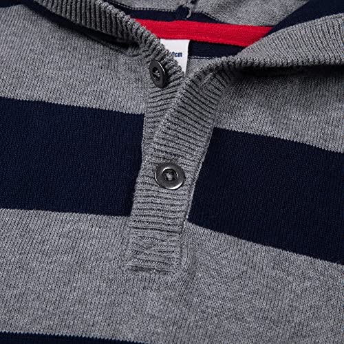 BOBOYOYO Boys Sweater Striped Pullover Hoodie Cotton Button up Kids Casual Hooded Sweashirt with Pocket for 3-12 Y3