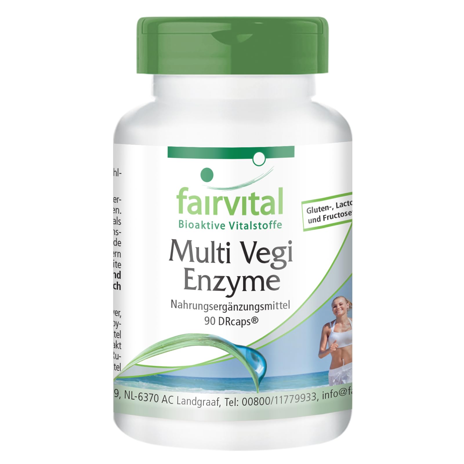 fairvital Multi Vegi Enzyme, 90 Kapseln, 100% pflanzlicher Enzymkomplex mit Bromelain + Papain + Amylase + Lipase + Lipase + Protease + Rutin, für eine zeitverzögerte Freisetzung