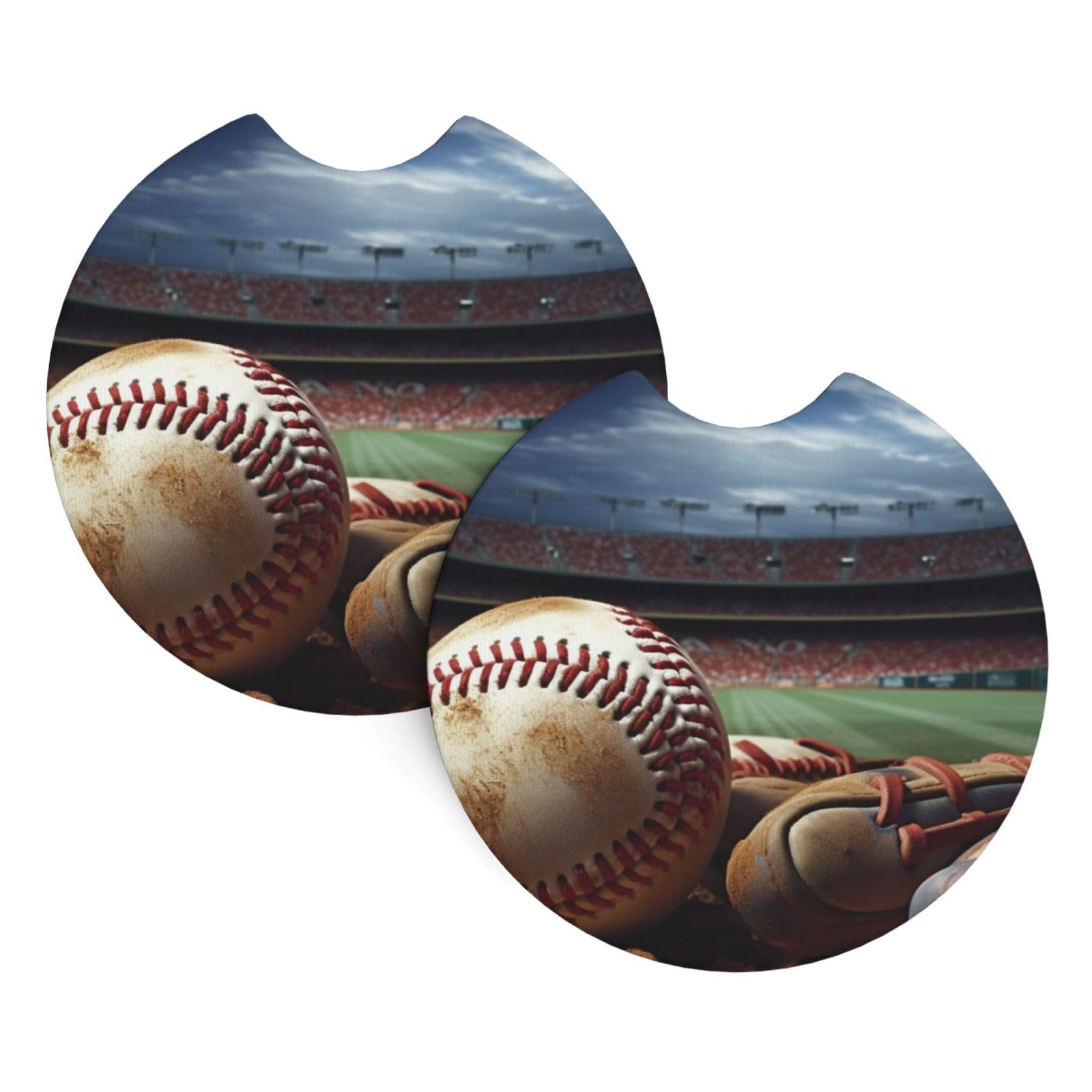 Xopekvlawm Baseball 2 Pack Car Cup Holder Coasters 2.7 Inch Universal Anti-Slip Shockproof Car Cup Holder Insert Car Coasters Drink Coasters Cup Holder Coasters For Car Accessories