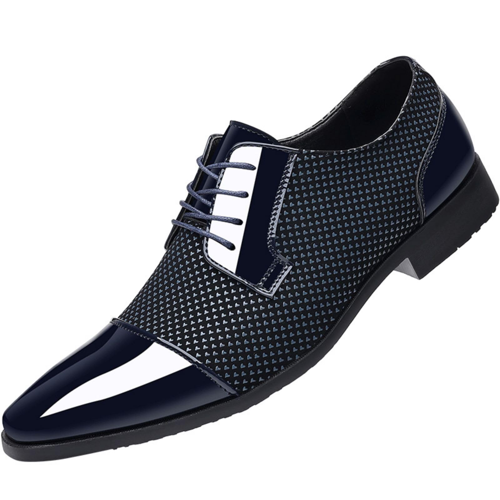 Mens Tuxedo Dress Shoes Classic Lace-up Formal Oxfords Modern Leather Business Casual Scale Pattern Comfort Formal Shoes