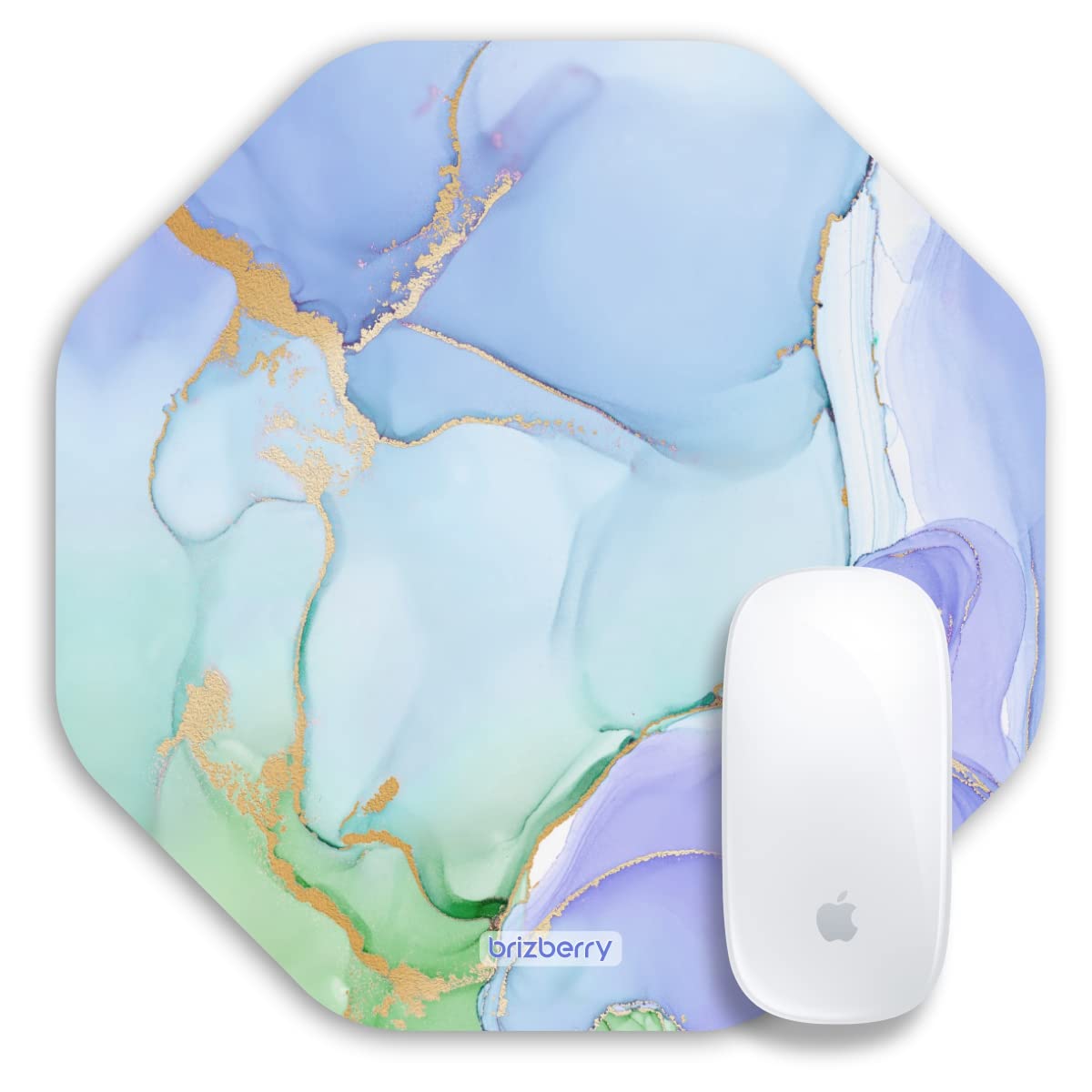Brizberry Mouse Pad, Large Printed Waterproof Anti Skid Rubber Base for Desktop Laptop PC Office Gaming 240 X 240 X 3 mm [20% Larger] (Marble Texture 1 Octagon, Pack of 1)