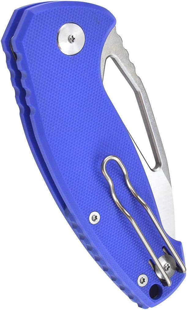 Harnds Seal CK6120 Folding Knife with Aus-8 Steel Blade Pocket Knife with G10 Handle Pocketclip (blue)