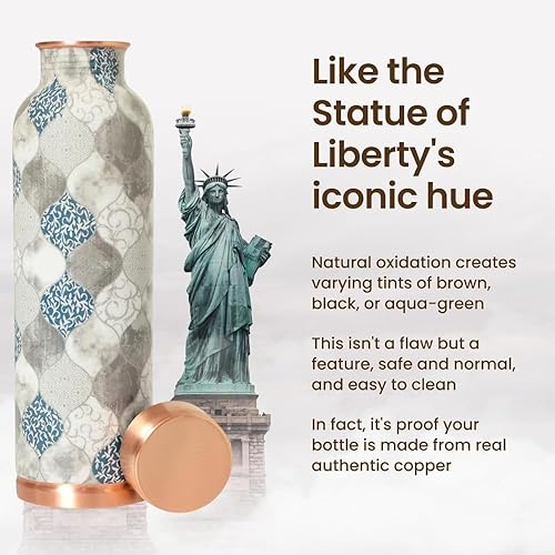 Miniatura 3 de 100% Pure Copper Water Bottle - 34 OZ  BPA Free Ayurvedic Copper Drinking Bottle for Women and Men   Matte Finish Stylish & Leak-Proof  3 Different