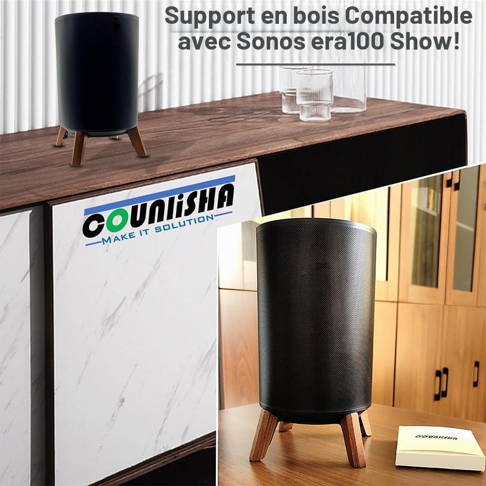 Support en bois de noyer pour Sonos Era 100, trépied de bureau, matériau en bois véritable, support stable et robuste