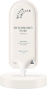 Better & Better Remarkably Pure Toothpaste | Natural, SLS-Free, Fluoride-Free, Vegan | Sensitive Whitening & Antiplaque Toothpaste | Clean & Fresh Organic Mint (1 Pouch)