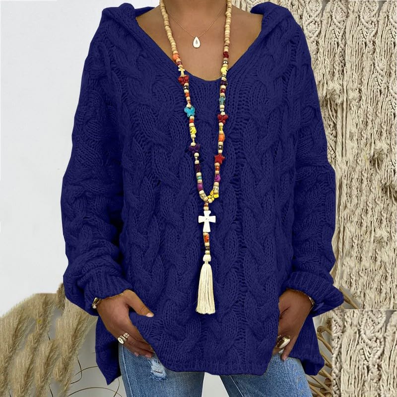 Pull à capuche femme grande taille haut manches longues couleur unie