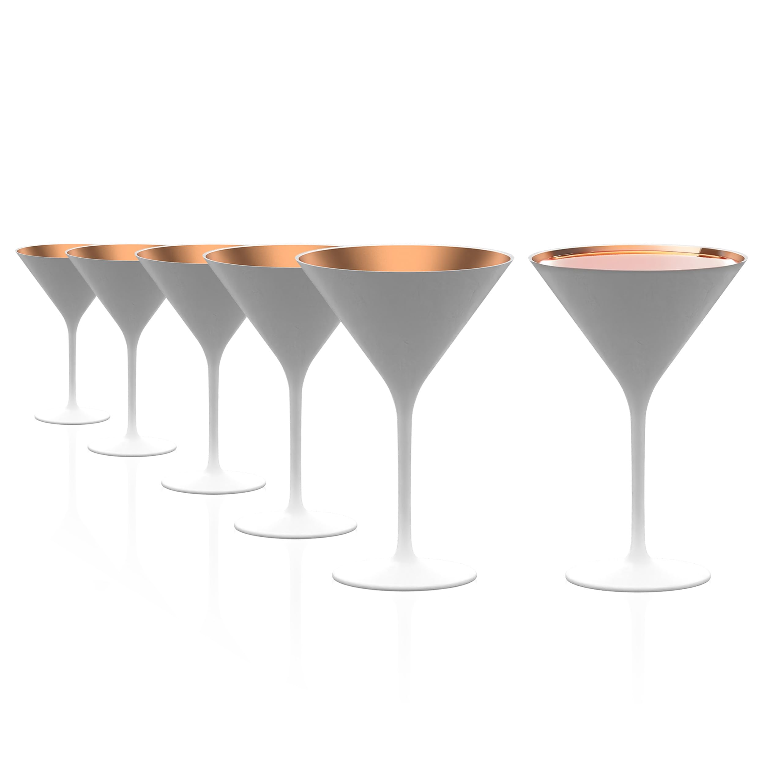 Stölzle Lausitz Copas de Cóctel Blancas/Bronce Set de 6, 240 ml – Copas Elegantes para Martini & Manhattan – Copas de Cristal Sin Plomo – Resistentes al Lavavajillas & a los Golpes