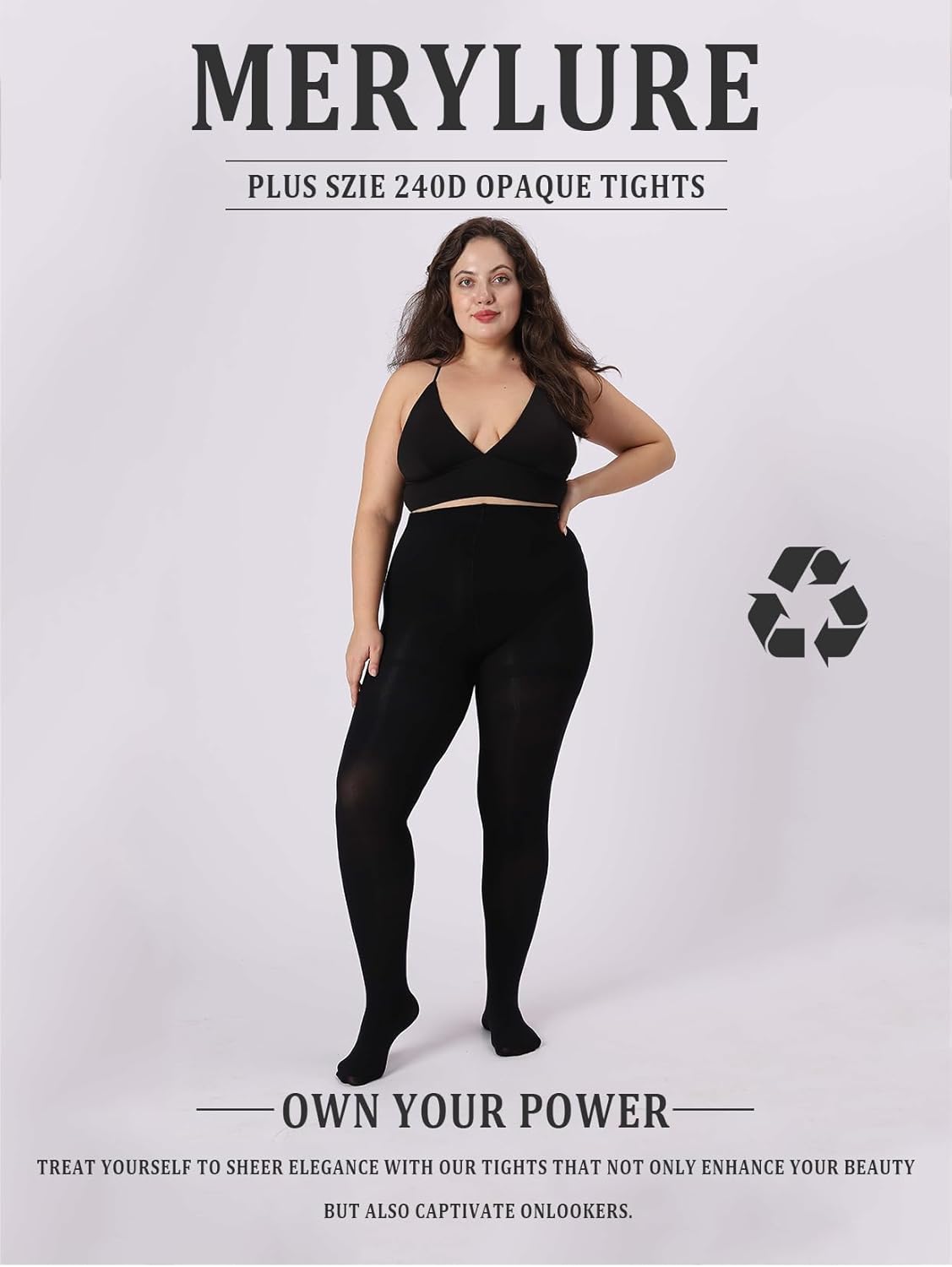 MERYLURE 240D Plus Size Tights for Women Opaque Control Top Pantyhose Ultra Soft High Waist Solid Color Footed Stockings - Image 2