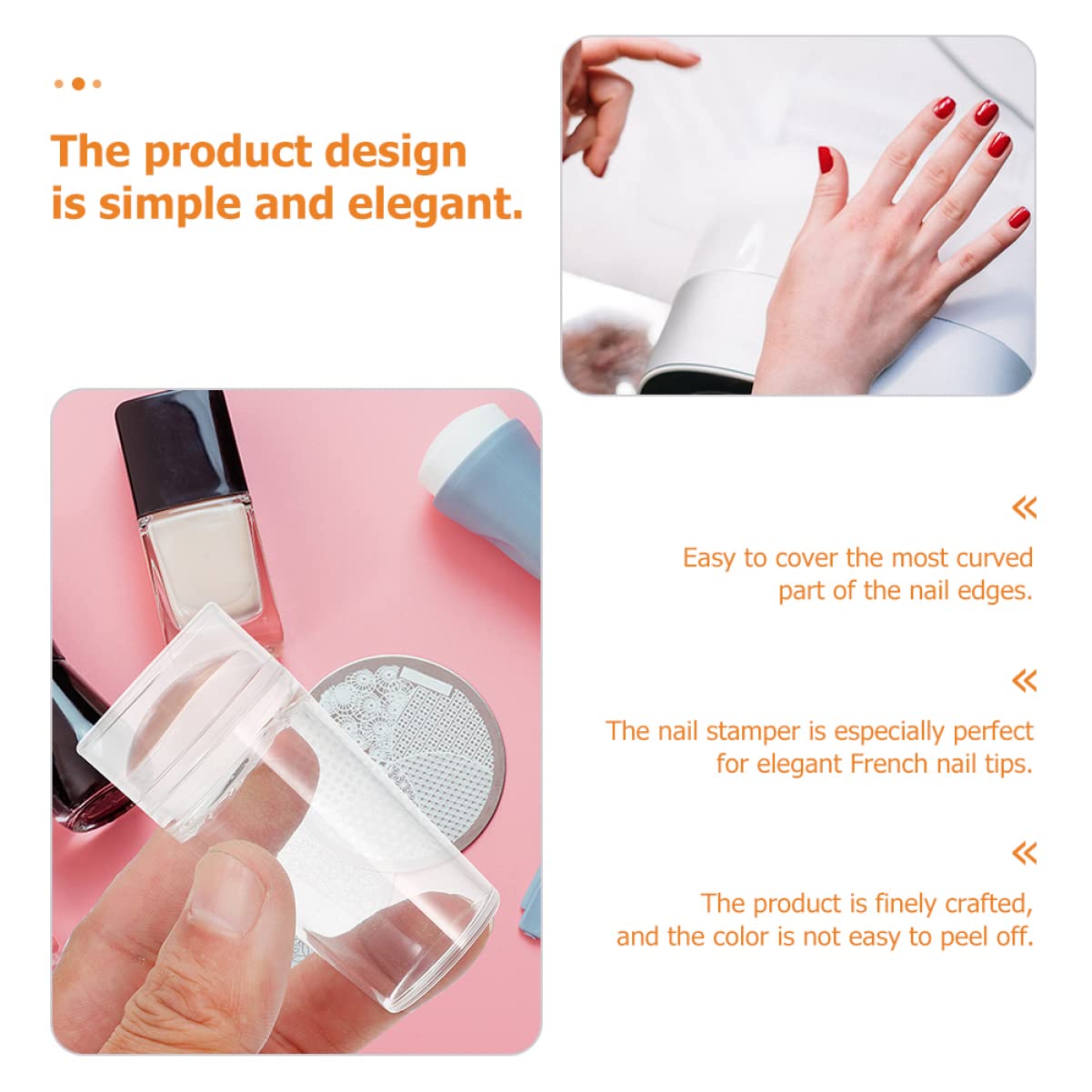 Healeved 10sets Timbri Per Unghie Silicone Strumenti Per Nail Art Per Manicure Francese Facile Da Usare Per Casa e Salone Di Bellezza Design Morbido e Adatto Curve Unghie