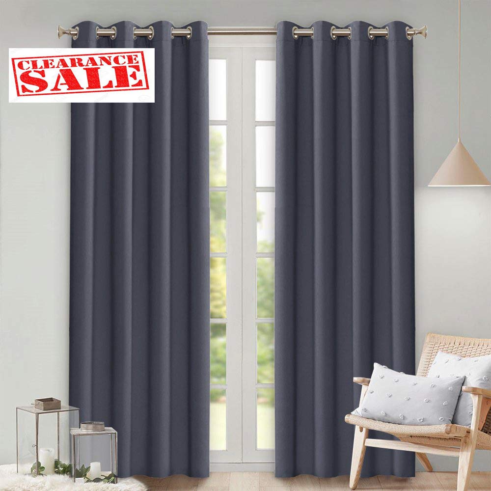 lefeng Blackout Curtains Grey Thermal Insulated Curtain Panels Grommet 2 Panels, Room Darkening Energy Efficient Window Drapes for Living Room, Bedroom, Nursery (W52 X L84 per Panel, Dark Gray)