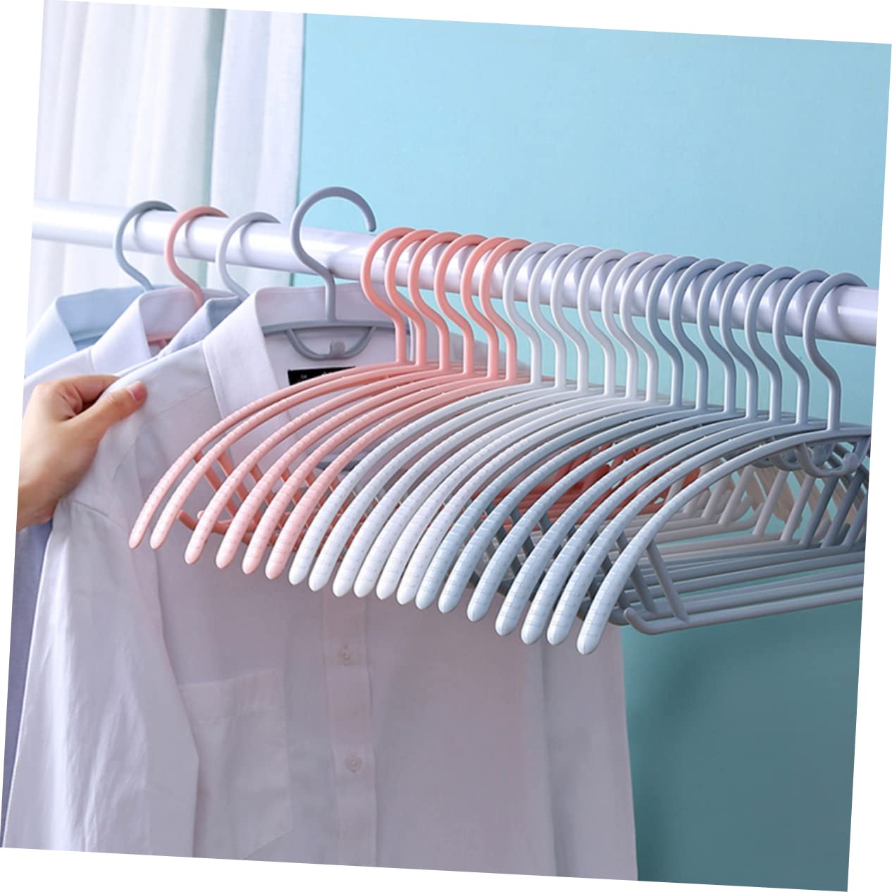 DECHOUS 10pezzi Grucce per Casa in Plastica Tubolare Tacche Rinforzate per Guardaroba Grucce Antiscivolo per Abiti e Cappotti Organizer per Vestiti