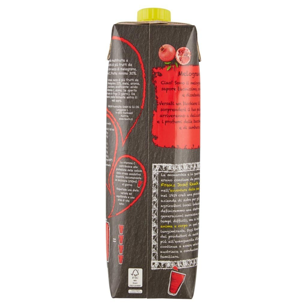 Rauch Bravo Premium Granada refrescante, antioxidante, sin colorantes, sin conservantes, 12 x 1lt+ Italian Gourmet Polpa 400 g