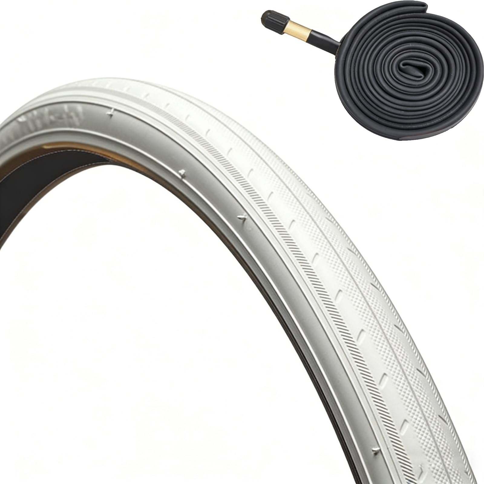 700x23c White Road Tire Classic Sidewall 700/23c Low Rolling Resistance 700 23 c for Road Commuter Vintage Bicycle(Tire tube Schrader Valve48)
