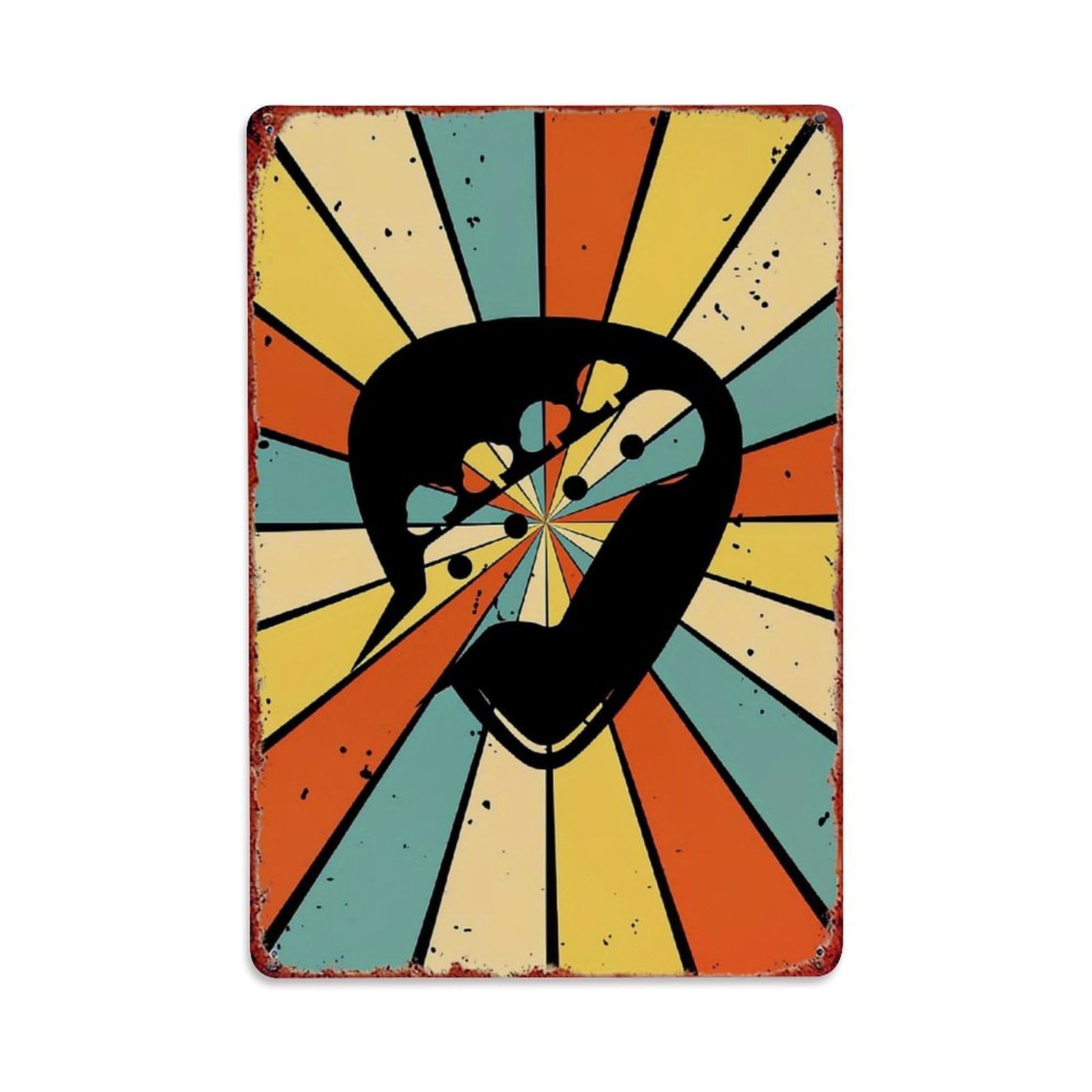 Jdfenggu Vintage Retro Sunburst Heart Silhouette Design Retro Metal Tin Sign, Metal Poster For Bar, Home, Man Cave, Kitchen, Laundry Room Art Decor 8X12 Inch