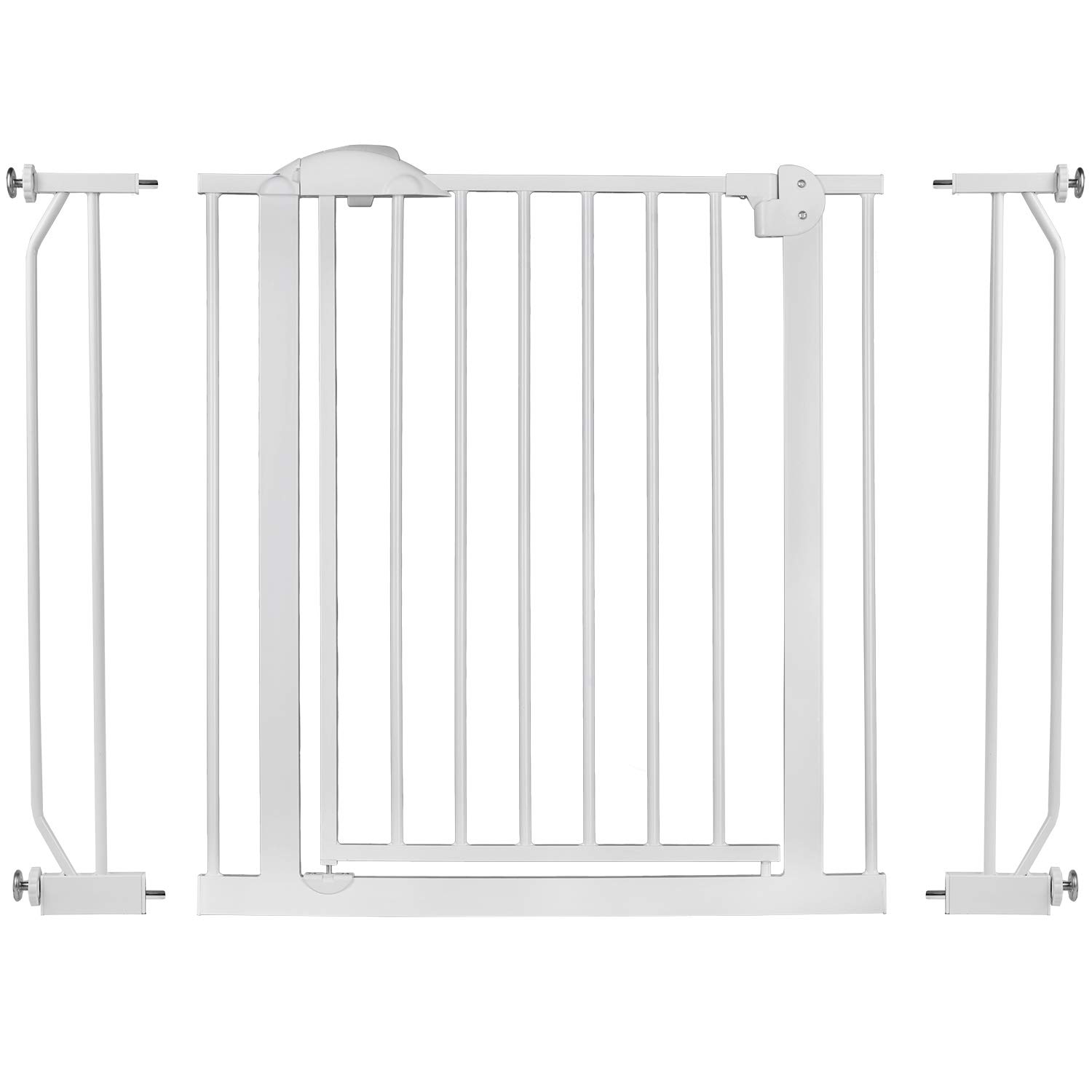 Nukido Barrera De Seguridad para Niños Extensible 75-105 cm Montaje Fácil Sin Tornillos Valla Metálica para Puerta Escalera Blanco