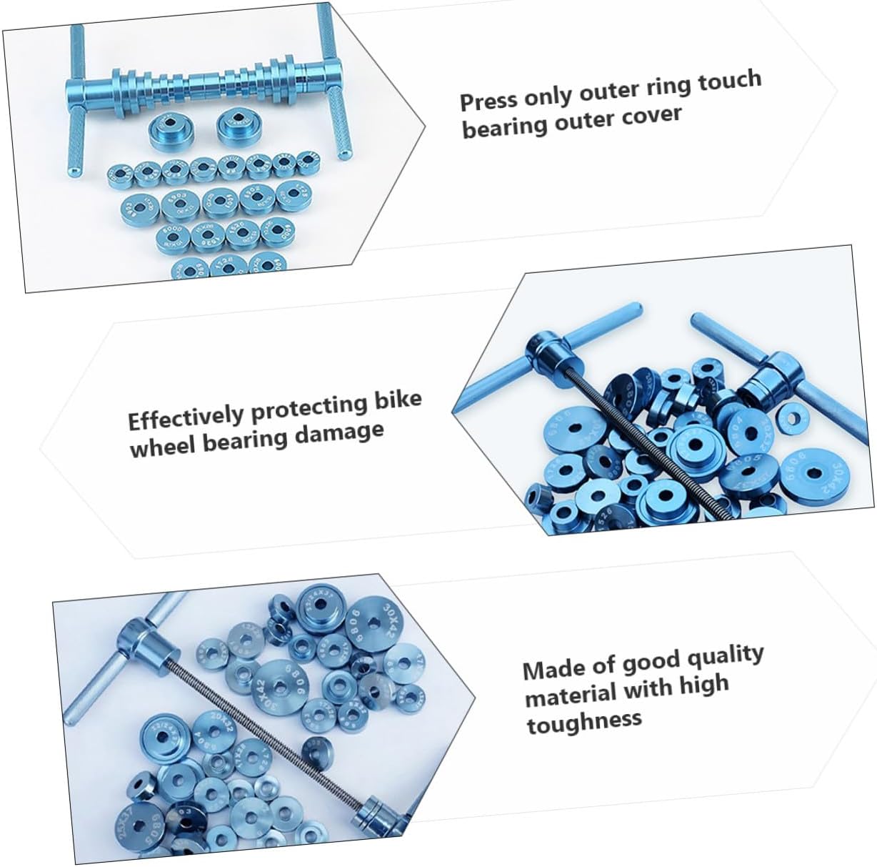 Bike Bottom Bracket Installation Tool Set Bearing Static Press-in Function, Sturdy Bike Repair Accessories for Professional Cycle Maintenance and Bearing Pressing