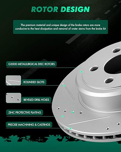 Miniatura 814 de SCITOO Juego de 2 frenos de freno ranurados traseros para Chrysler Town & Country, 08-16 para Dodge Grand Caravan, 09-13 para Dodge Journey, 12-15