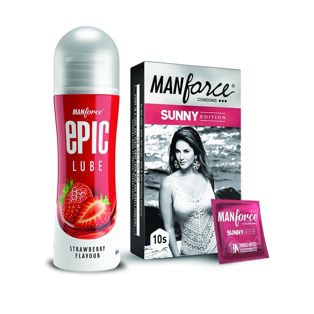 Manforce Sunny Edition Condoms for Men - 10 Count With Manforce Epic Strawberry Flavoured Lube, 60ml-picture-22