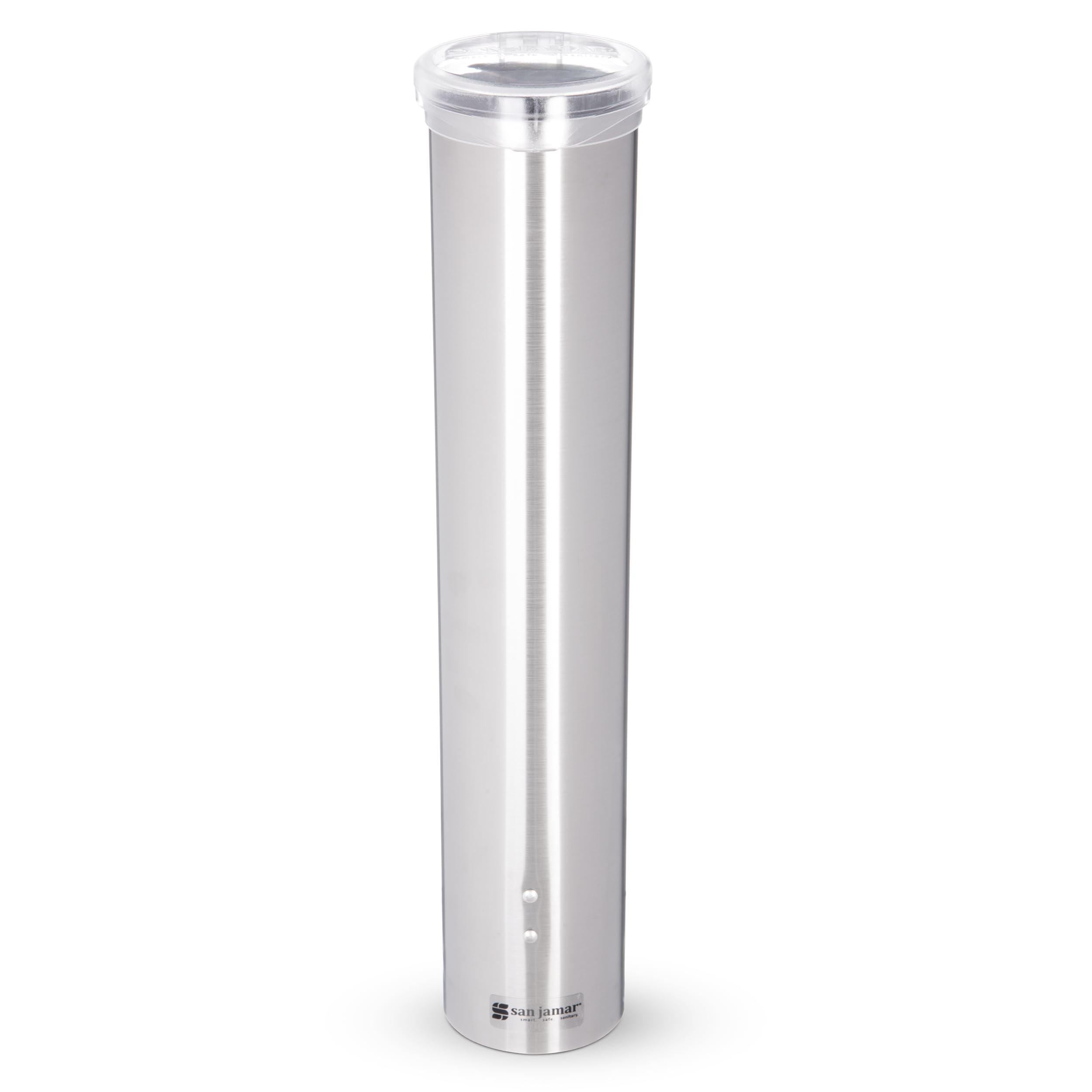San Jamar c4150ss Acero Inoxidable Pequeño pull-type Dispensador de vasos de agua con tapa de plástico, 90 – Cono de 130 ml ml Tamaño De La Taza planas, 90 – 150 ml de tamaño (carcasa de 12) (12 unidades)