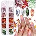 EBANKU Paillettes a Foglia d'acero Colorate, Paillettes a Foglia per Unghie Laser Glitter, Paillettes Di Thanksgiving Per Unghie Decorazioni Artistiche Manicure Nail Decoration-C
