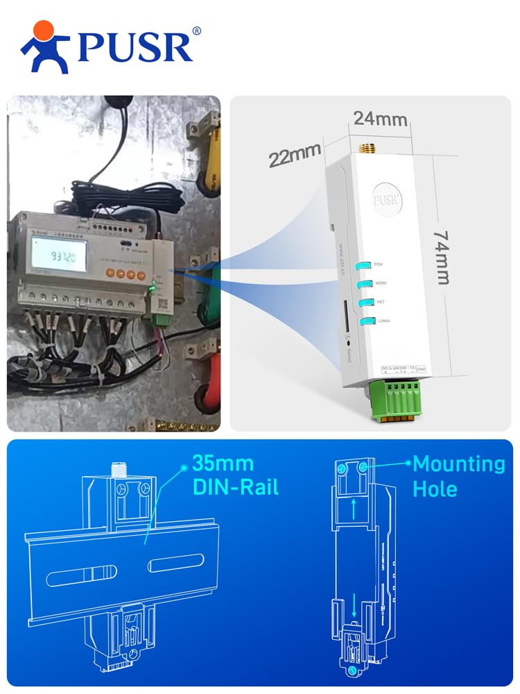 Montaggio su guida DIN Rossetto Taglia 4G Modem RS485 a Cellular Modbus Gateway Cat1 1* RS485 MQTT SSL USR-DR154-E Versione EUR (Modem 4g)