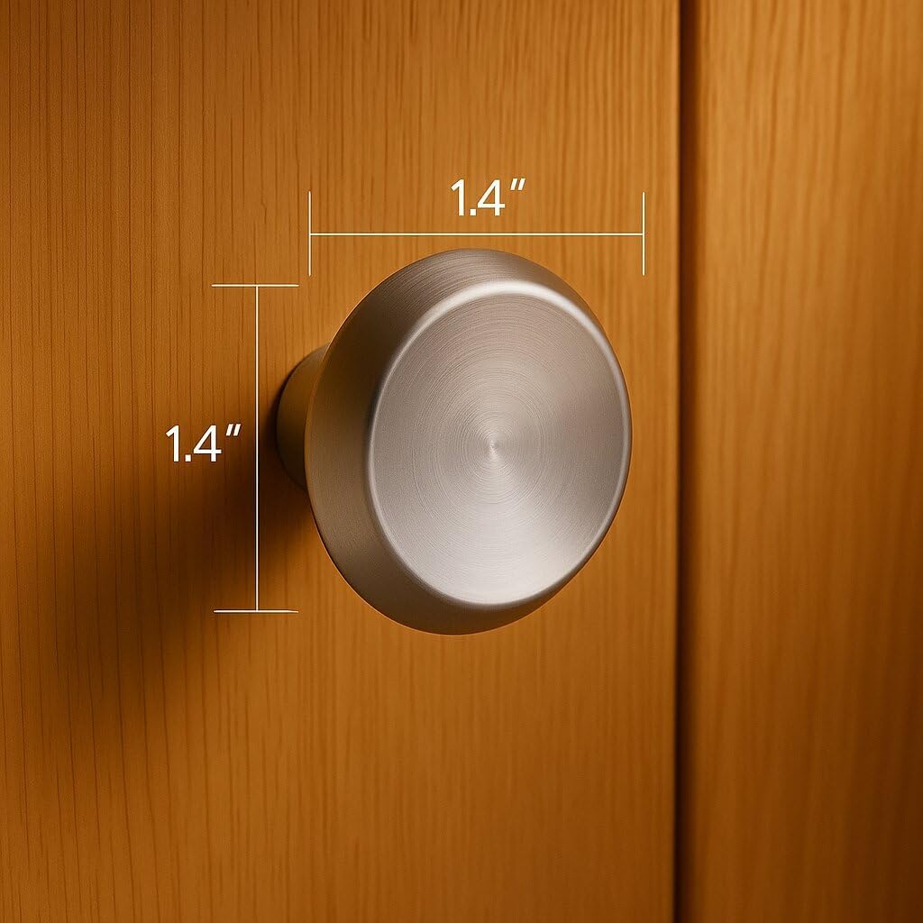 10 Pack Brushed Satin Nickel Cabinet Knobs, 1.4 Inch (36mm) Round Cabinet Pulls, Modern Single Hole Hardware Zinc Alloy for Kitchen, Bathroom Dresser, Drawer knobs