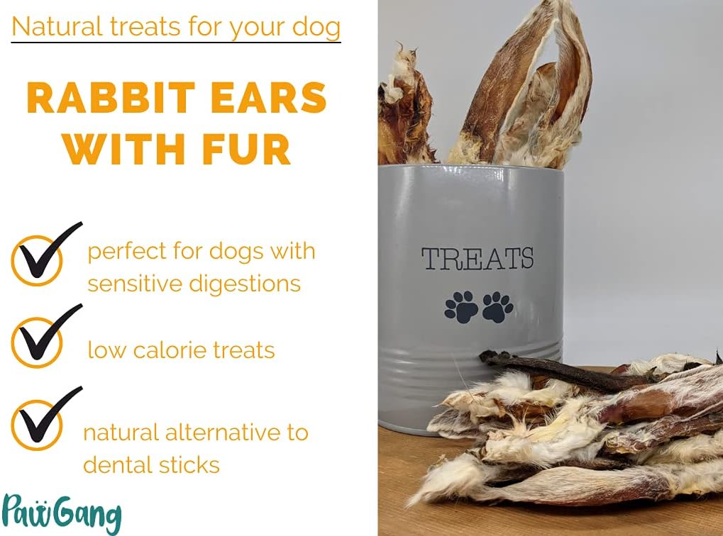 PawGang, Rabbit Ears with Fur 200g (14-16 Furry Ears), 100% Natural Treats for Dogs Puppies Adult Old Small Large - Image 4