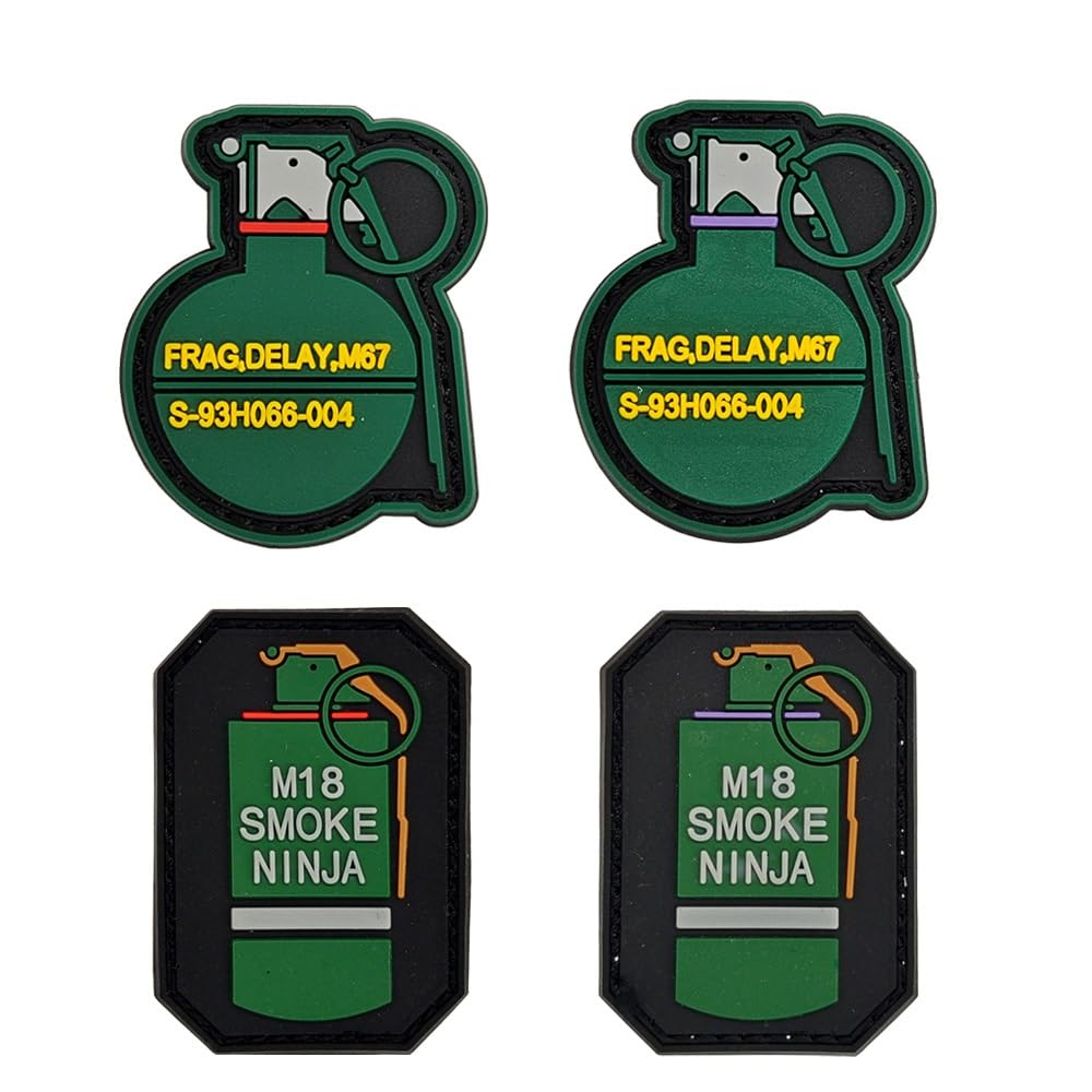 Patchs militaires tactiques M18 Smoke Ninja auto-agrippants pour sacs et casques (Lot de 4)