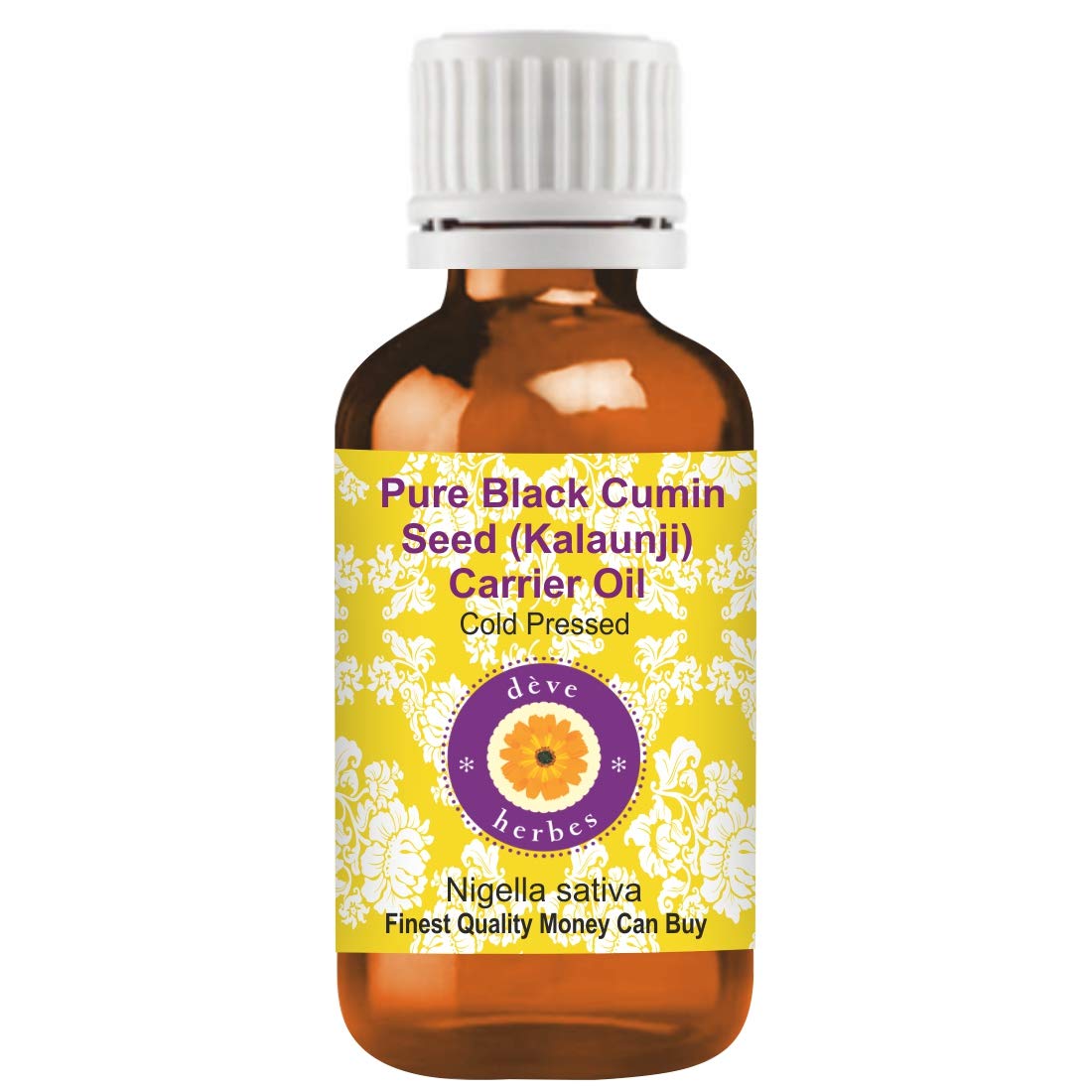 Deve Herbes Pure Black Cumin Seed (Kalaunji) Carrier Oil (Nigella Sativa) Cold Pressed 100ml (3.38 oz)