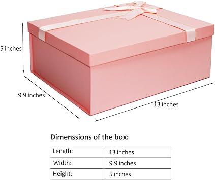 Eerbaier Pink Gift Box for Present, Large Gift Wrap Box 13 x 9.9 x 5 Inches - Elegant Gift Box with Lid for Birthdays, Anniversaries, and Other Special Occasions