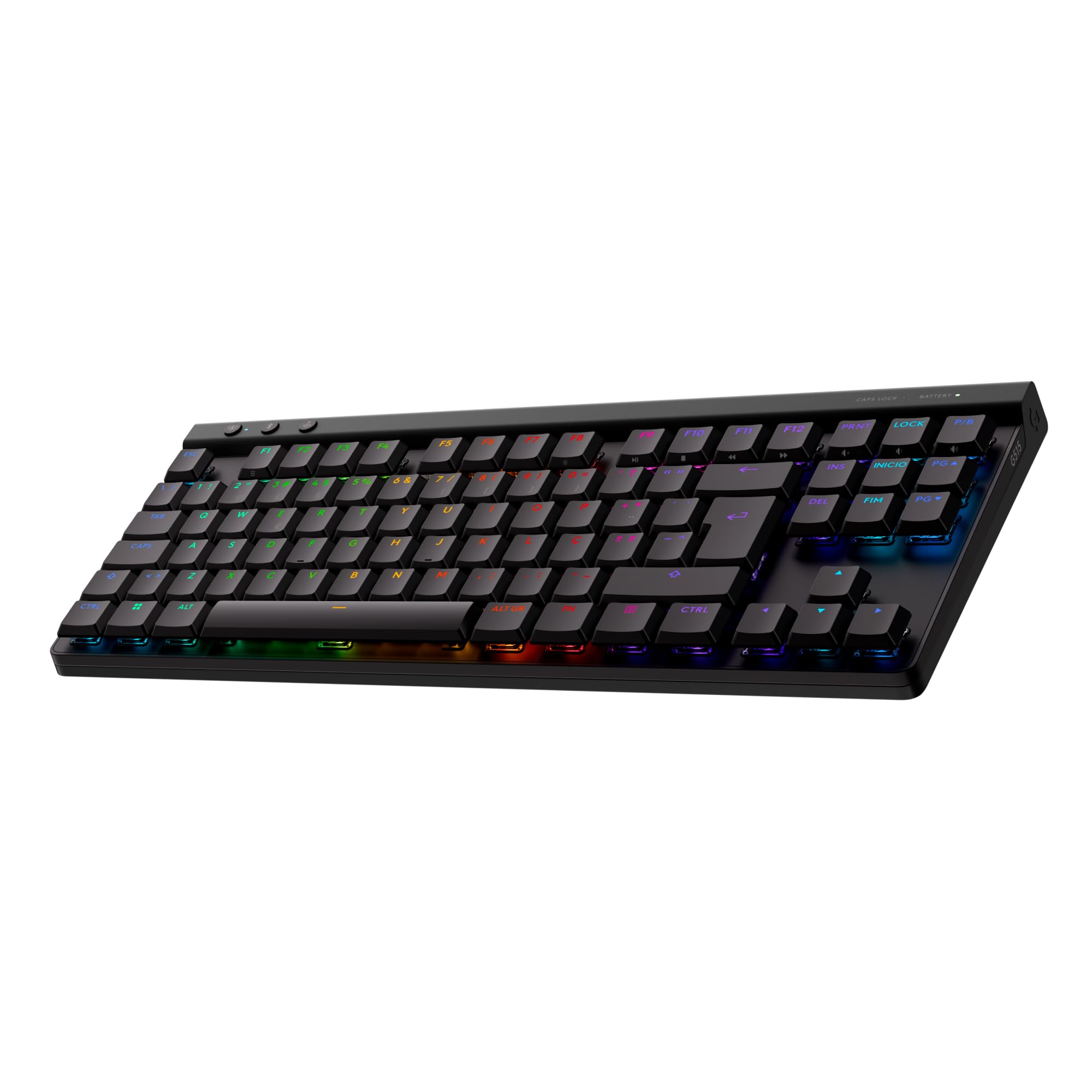 Teclado para Gaming inalámbrico Logitech G515 Lightspeed TKL de Perfil bajo, RGB LIGHTSYNC, diseño Fino sin Teclado numérico, Teclas de PBT, interruptores mecánicos táctiles - QWERTY - Negro