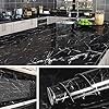 Livelynine 5 m x 90 cm breed marmer folie zwart plakfolie meubels marmeren folie voor tafel tafelblad keuken werkbladen…