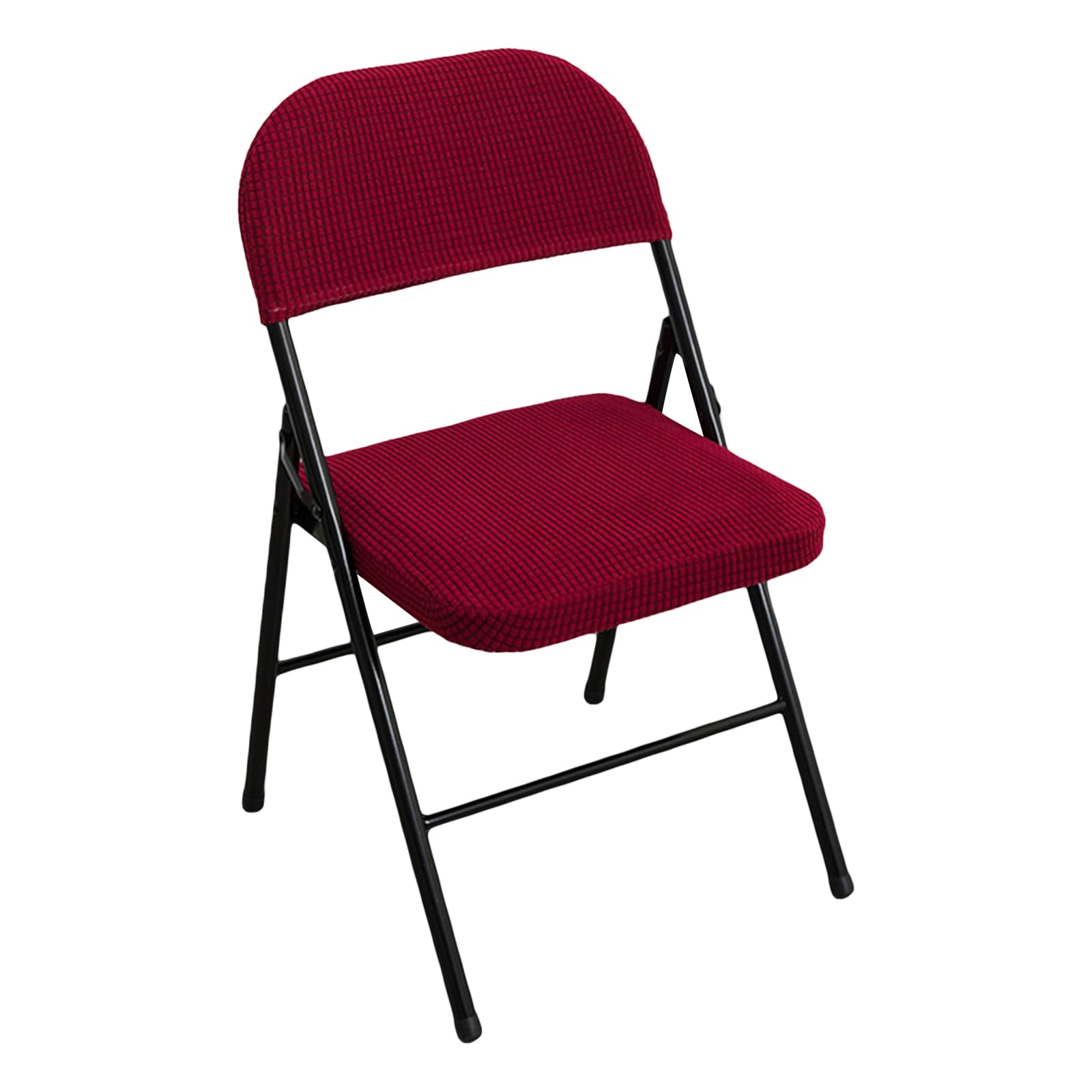 Niceyoeuk Folding Dining Chair Seat & Back Cover Set (Only Cover,Without Chair) (Burgundy, One Size)
