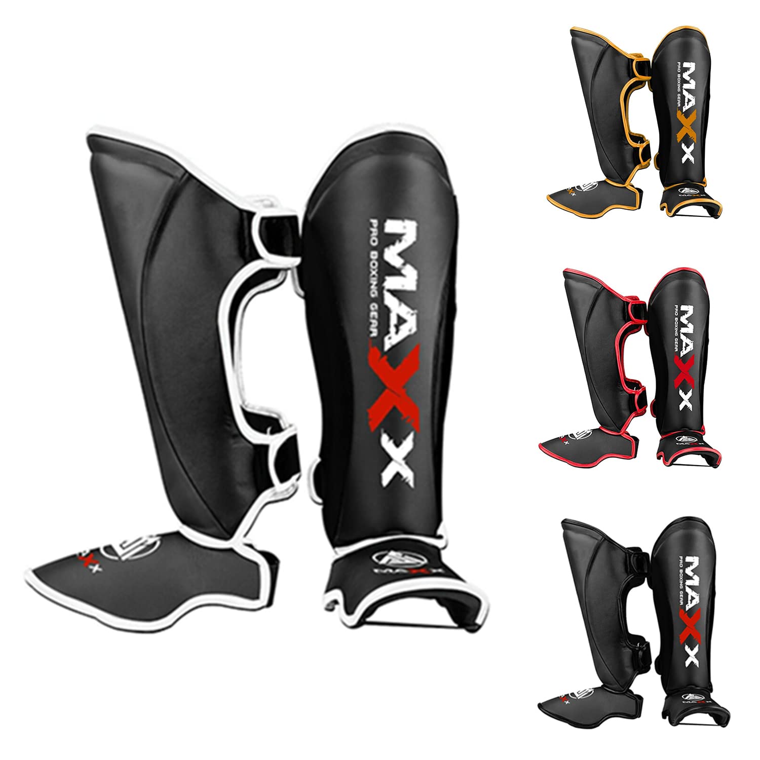 Boxing Shin Instep Pads MMA Leg Foot Guards Muay Thai Kick Boxing Pad (Black White, XL) โ image 1
