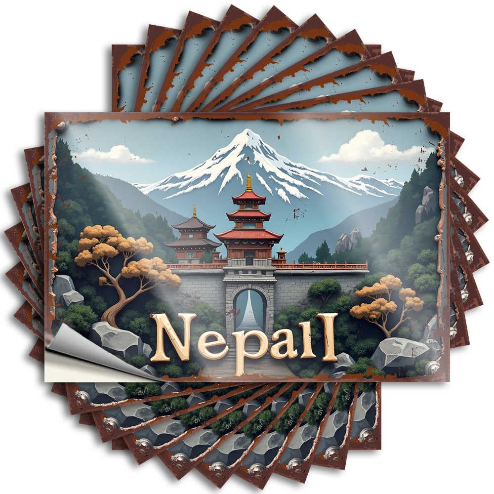 Lettering Sticker - Positive Helmet Mountains, Temples, and Nature: A Journey Through Nepall for Sand Halloween(6X9CM)