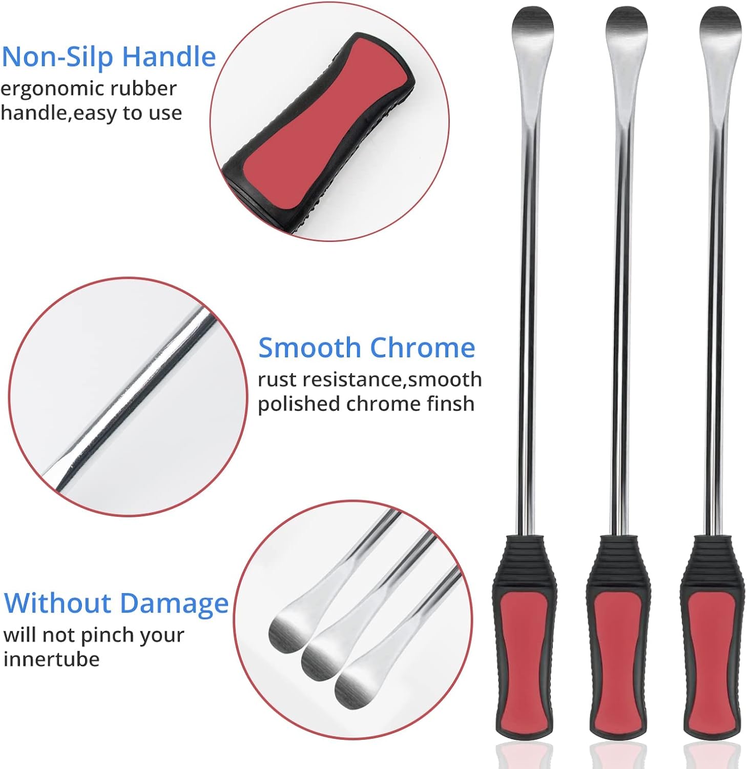 GOOSLA 11.5" Tire Spoons Lever Motorcycle Dirt Bike Lawn Mower Tire Changing Tools with Durable Bag + 3 Tire Spoons+ 6 Rim Protectors + 6 Valve Cores + 3 Valve Stem TR414 + 1 Valve + 6 Valve caps : Automotive