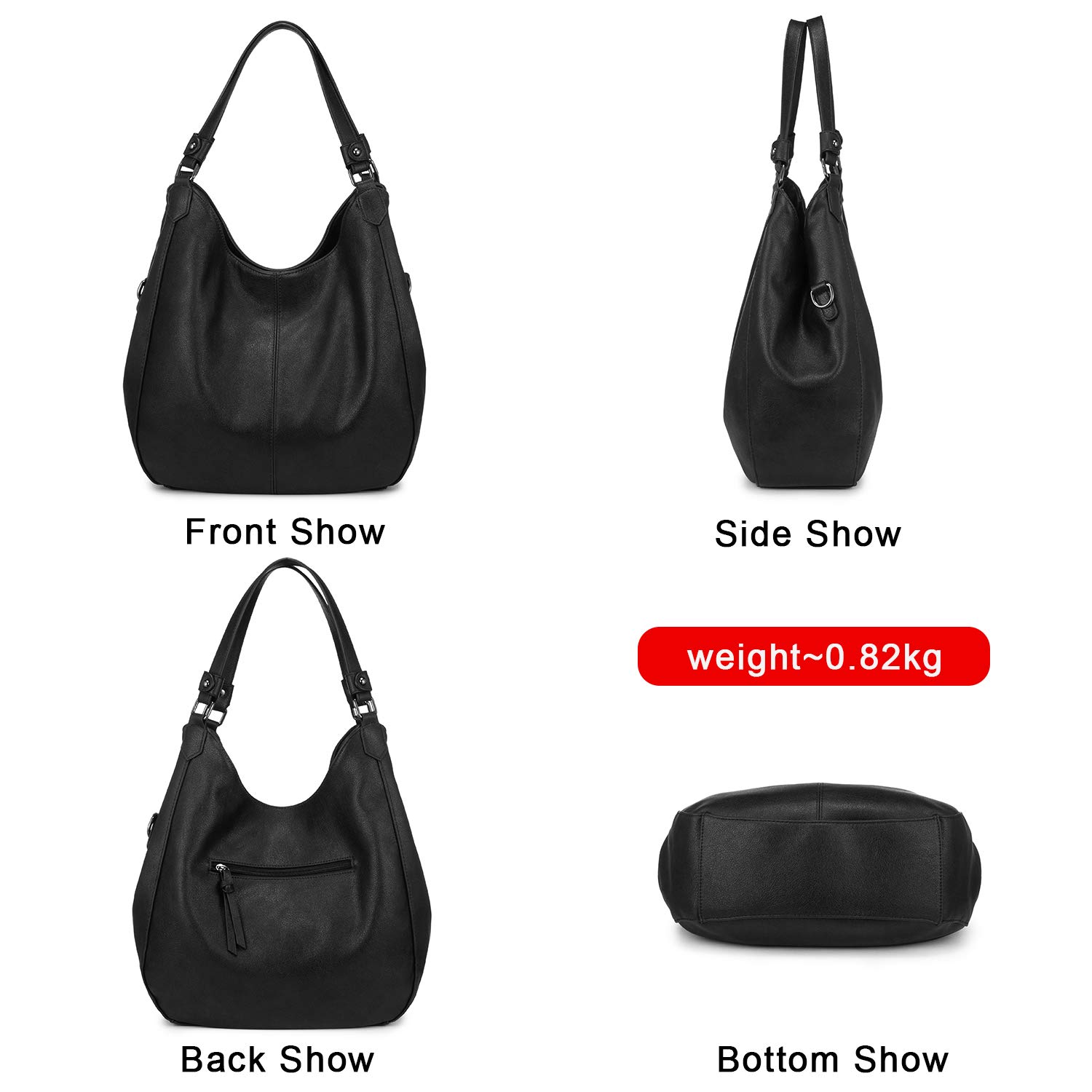 Realer Handtasche Damen Shopper Groß Vintage Umhängetasche Damen Gross Lederimitat Tasche Damen Frauen Schultertasche für Alltag Büro Schule Ausflug Einkauf Schwarz